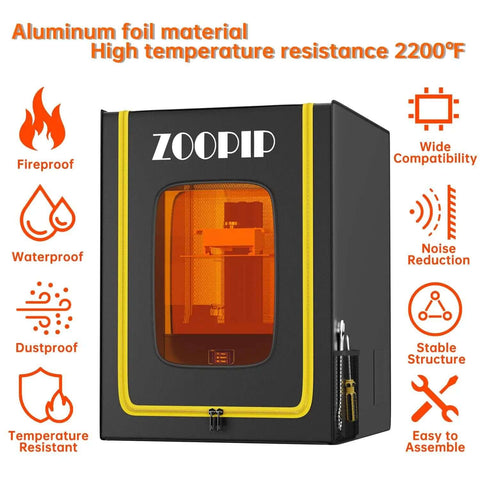 Fireproof 3D Printer Enclosure With Dustproof Vent, Built In Tool Storage And Constant Temperature showing features like waterproof and dustproof.