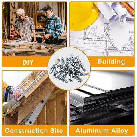 Image showing a Drywall Anchor Kit For Hollow Walls With Screws 30Pcs M6x52mm Zinc Plated Steel Molly Bolts surrounded by DIY and construction tools.