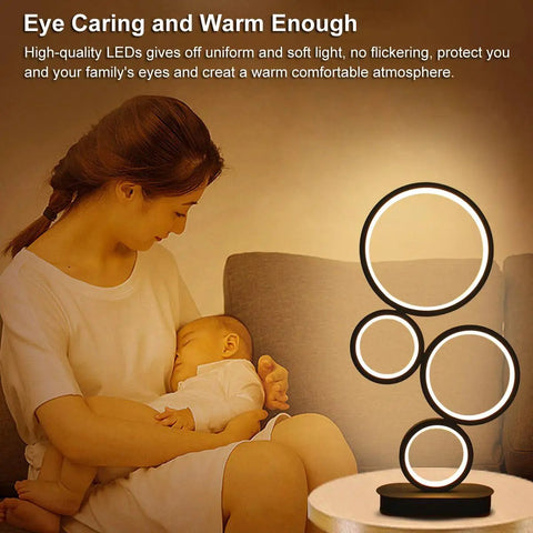 Go To LED Table Lamp For Nightstand And Desk With Dimmable 18W LED And Three Color Temperature Options Modern Circle Design Ideal