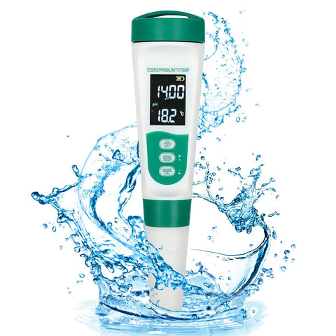 5-In-1 Digital pH Meter With Backlit Display, Your Go-To Water Quality Tester For pH EC TDS Salinity And Temperature, 0.01 pH Resolution