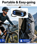 Portable Bluetooth Speaker With Lights for Holidays and World Cup Fans on bicycle and backpack, outdoor adventure ready