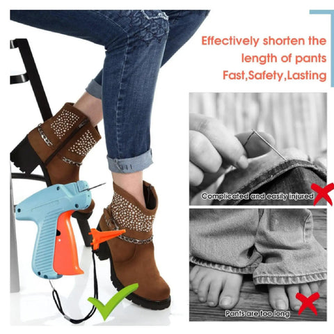 Clothes Tagging Machine For Clothing, Price Tag Attacher Kit used to hem pants for effective shortening and fastening.