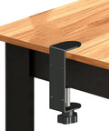 Heavy Duty C Clamps 2 Pack 4 Inch Tough Black Steel Bench Tools With Chrome Swivel Jaw clamped on wooden table edge.