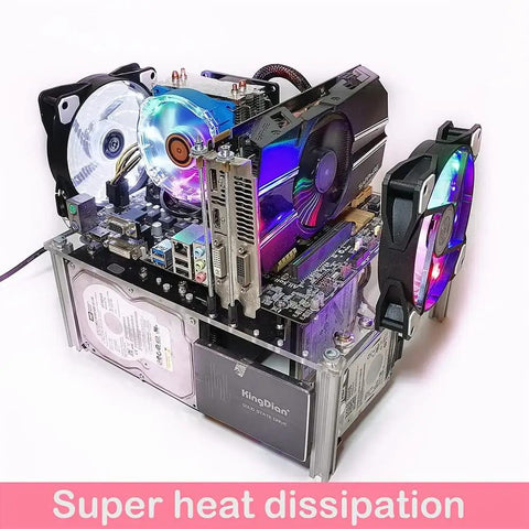 Open Chassis Stackable PC Case With Transparent Acrylic Design For Heat Dissipation, Fits ATX MATX ITX Motherboards, Ideal DIY Test Bench