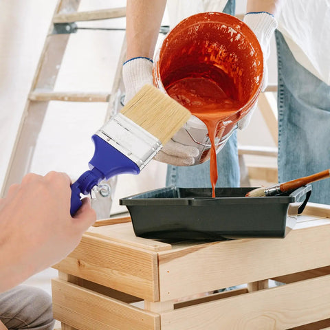 Pro Grade Adjustable 2.5 Inch Paddle Paint Brush With 270 Degree Angled Flat Tip For Oil And Latex Paint in use