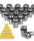 Grab This Awesome 15 Piece Er11 Spring Collet Set For Your CNC Mill, Engraver And Lathe Tool That Gives You Wild Precision From One To Seven Mm Plus Inch Sizes To Crush Any Project, showcasing polished silver spring collets.