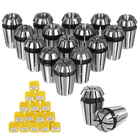 Grab This Awesome 15 Piece Er11 Spring Collet Set For Your CNC Mill, Engraver And Lathe Tool That Gives You Wild Precision From One To Seven Mm Plus Inch Sizes To Crush Any Project, showcasing polished silver spring collets.