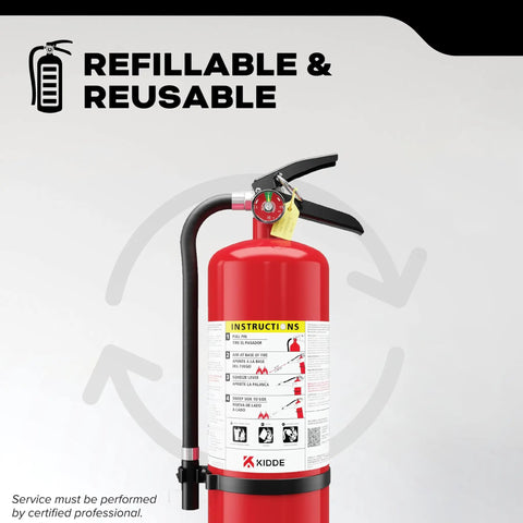 Pro Grade Fire Extinguisher For Office And School Use Rechargeable 4A60BC steel body with heavy duty valve and refillable feature