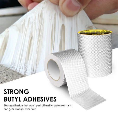 Close-up of Heavy Duty Waterproof Butyl Sealing Tape With Aluminum Foil Backing showing adhesive strength and durability.
