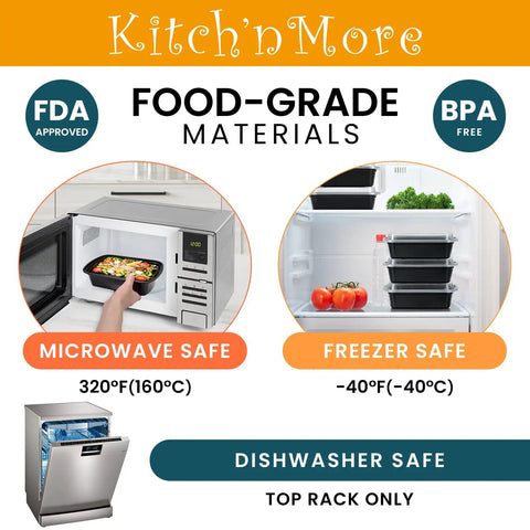 Workhorse 38 Oz Meal Prep Containers Bundle With Lids Huge Family Sized Extra Large Thick Plastic Food Storage Reusable Stackable Bento Boxes in microwave, freezer, and dishwasher safe design.