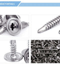 410 Stainless Steel Self Drilling Screws Assortment Kit with Wafer Head Phillips Drive Tek Screws for Sheet Metal Modified Truss Head