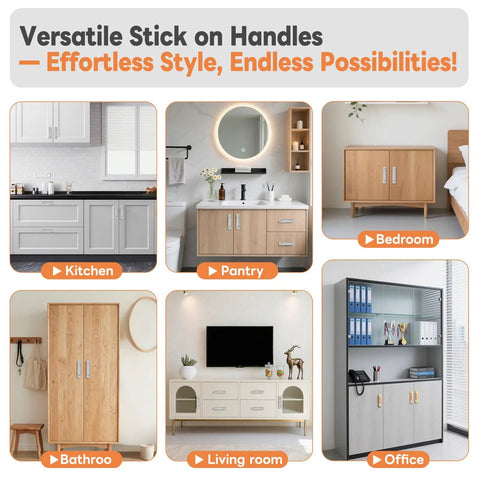 2 Pack 5.7 Inch Peel And Stick Cabinet Handles No Drill Stick On Pull Handles installed in different rooms