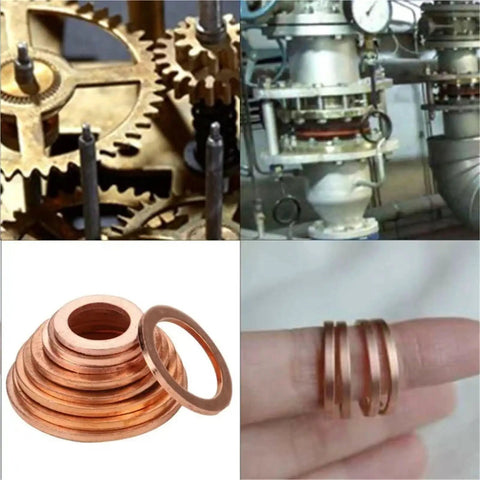 Flat Copper Washers And Gasket Kit Set For Automotive Repairs Heat Resistant Copper Rings And Solid Flat Seals Universal Fit For Sealing Bolts And Engine Components Durable DIY Auto Repair Essentials, copper washers on bolt