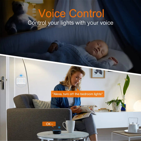 Voice control demonstration of Smart WiFi Light Switch 3 Gang Works With Alexa Google Home And IFTTT No Hub Needed Voice Or Remote Control