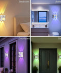 Motion Sensor Light Indoor with Remote, Rechargeable Wireless LED Sconce displayed in bedroom, bathroom, courtyard, and door.