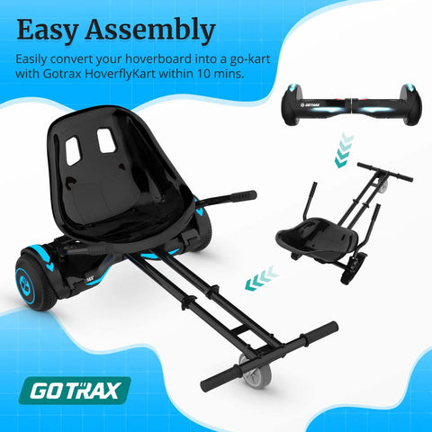 Hoverfly Kart Attachment For 6.5 To 10 Inch Hoverboards With Adjustable Frame And Handlebar Control Includes Seat and Frame