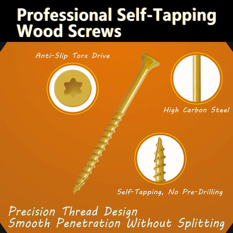 Exterior Deck Screws 8x1 Inch Bronze Coated for Outdoor Wood 420 Pieces Coarse Thread T25 Star Bit