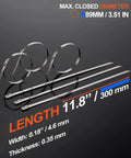 Heavy Duty Stainless Steel Zip Ties 304 Self Locking Cable Ties 11.8 Inch Pack Of 100 on dark background with measurements