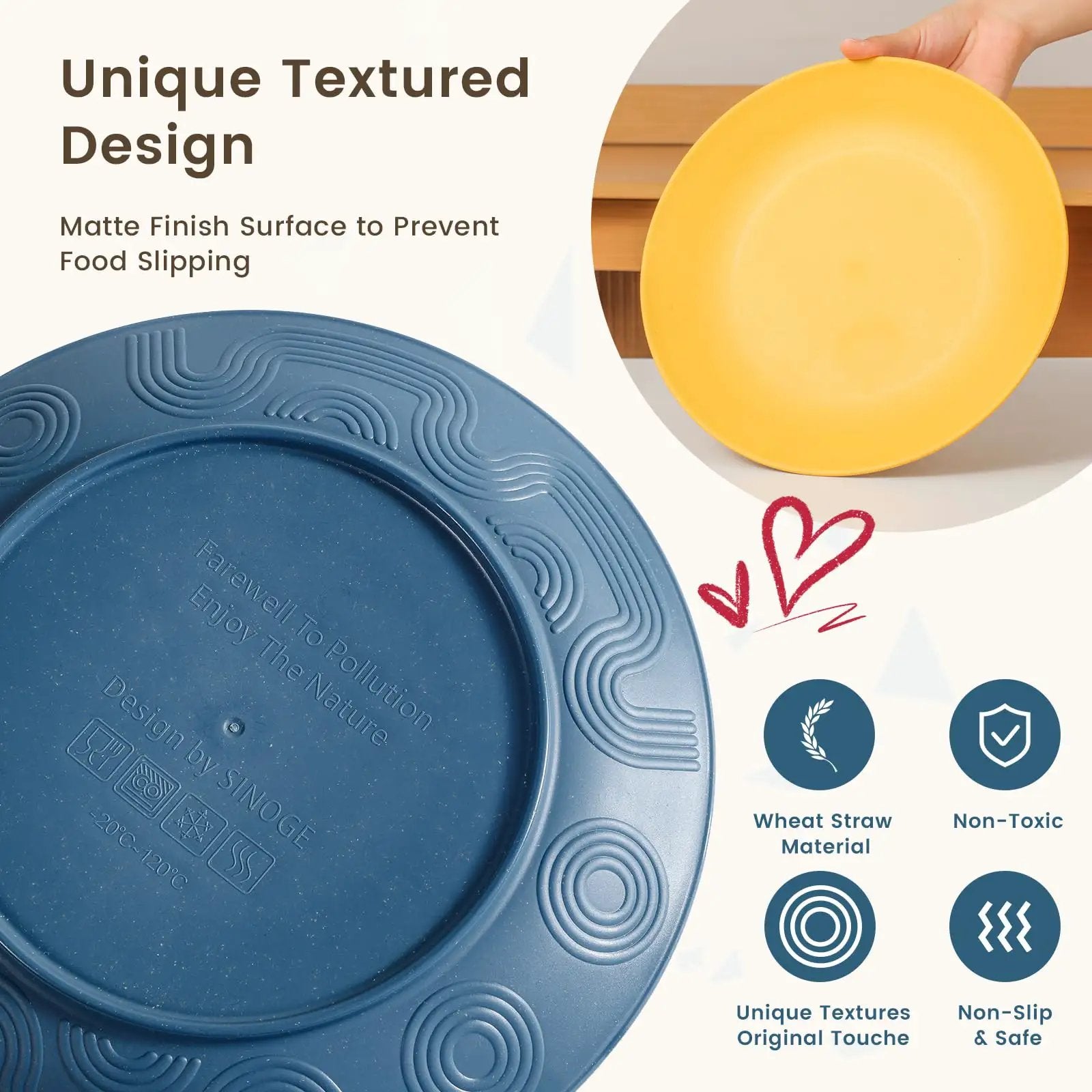 40 Piece Wheat Straw Dinnerware Set For 8 and Bowls ✓