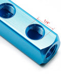 Two Way Five Port Aluminum Pneumatic Manifold Block Splitter Inline Fittings For Air Compressors And Portable Air Tanks Easy Install One Quarter Inch Threads Sky Blue All Ports Same Size Pack Of Two