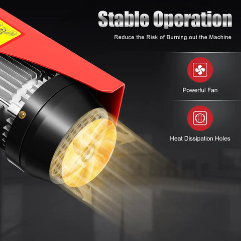 Electric hoist winch fan detail showing heat dissipation holes, part of 440 Lb Electric Hoist Winch With Remote Control.