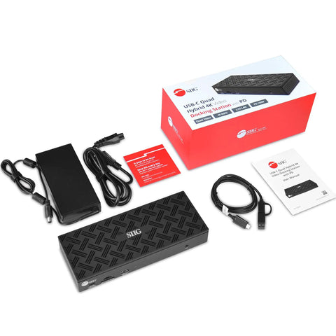 Total Game Changer DisplayLink USB C Dock For Laptop Battlestation Quad 4K 60Hz Monitor Support with accessories and box.