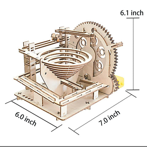 3D Marble Run Puzzle Kit For Adults, Wooden Engineering Project, DIY Mecha Style Build, Interlocking Blocks, Brain Teaser Craft To Assemble, Requires 2 AA Batteries Not Included, Premium Wood Construction, 6.0 x 7.0 x 6.1 inch