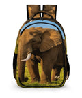 Savanna Tusked Elephant Printed Unisex Backpack Large Capacity Dope Durable Polyester With Breathable Fabric Smooth Zipper