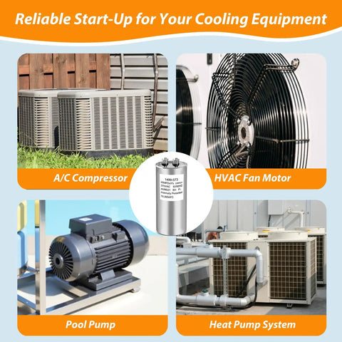 RV Roof Air Conditioner Run Capacitor Replacement 45 MFD Plus Or Minus 5 Percent 370V 50 60Hz Dual Round 1499-5731 in HVAC systems