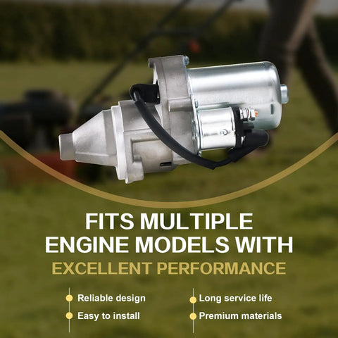Electric Starter Motor For Honda GX340 GX390 And Predator 420cc OEM 60340 60349 69736 12T CW Starter, side view outdoors