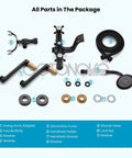 Clawfoot Tub Faucet Set With Handheld Shower Victorian Style parts layout including handles, spout, and accessories
