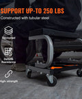 Rolling Creeper Seat For Garage And Shop, Padded Mechanic Stool With Tool Tray Storage, 250 Lb Capacity, Easy Glide Casters, Steel Frame