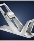 Modern Art Tape Dispenser Stainless Steel Silver with Patented Cutter, side view showcasing the sleek design, ideal desk organizer