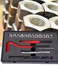 M10 X 1.25 Internal Thread Repair Kit Stainless Steel Inserts with drill, tap wrench, and 12 inserts in 2D length