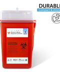 Home Safe Sharps Container 1 Quart For Easy Needle Disposal Small Biohazard Disposal Bin For Syringes Lancets Auto Injectors Blades Keeps Kids And Pets Safe, red plastic
