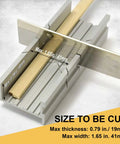 Hanpex aluminum small miter box (5.3-inch) with hand saw across; three cutting angles for wood and soft metal.