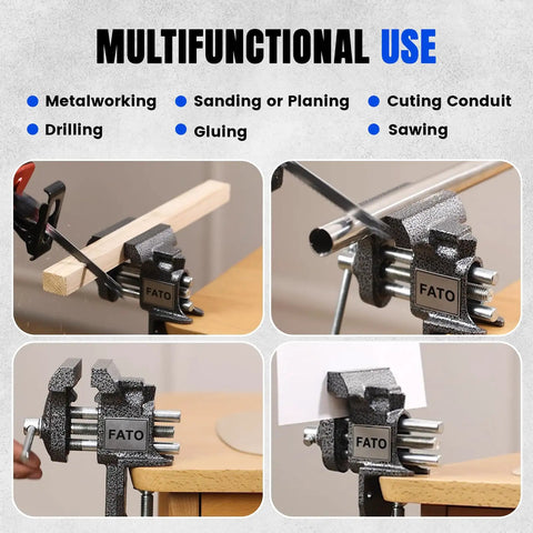 Heavy Duty 3 Inch 360 Swivel Clamp On Bench Vise Drops A Knockout 800 Pound Lockdown Grip for various tasks.