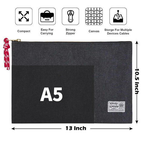 Heavy Duty Canvas Document Organizer Portfolio Featuring Secure Ykk Zipper And Built Tough Construction, A5 size, 13 x 10.5 inches.