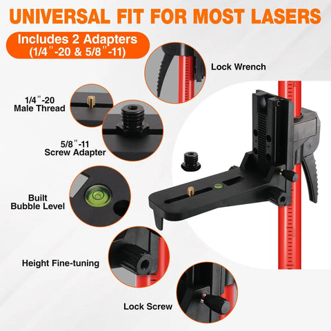 12 Foot Telescoping Laser Level Pole With Tripod For Quick Setup And Precise Height Adjustment Pro Grade Dual Thread Adapter