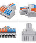 10Pcs 2 In 6 Out Lever Wire Connector Kit for DIY Quick Connect Push In Splitter Blocks, shown from various angles