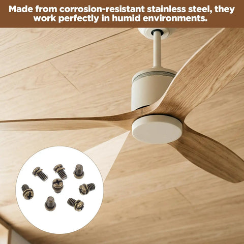 Rock Solid 30 Piece Full Replacement Ceiling Fan Blade Screws With 1/4-20 Threading And Premium Bronze Pan Heads for humid environments.