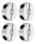 Aluminum Double Split Shaft Collar Set With Ten Millimeter Bore And Three Eighths Inch Bore Clamp Collar With Set Screws Four Pack for shafts