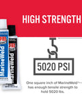 MarineWeld Two Part Marine Epoxy For Your Go-To Boat Repairs, 2 Oz tubes with high strength tensile 5020 PSI rating