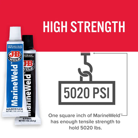 MarineWeld Two Part Marine Epoxy For Your Go-To Boat Repairs, 2 Oz tubes with high strength tensile 5020 PSI rating