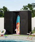 Outdoor Vertical Storage Shed 57 Cu Ft Waterproof Resin Cabinet For Garden Patio Backyard Lockable And Weather Resistant Storage Solution For Mowers Long Tools Patio Furniture And Pool Gear
