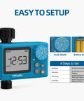 Outdoor Sprinkler Timer With Digital Programmable Settings For Garden Hose, Rain Delay And Manual Mode, display and dial