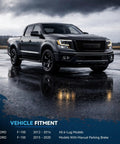 Ford F-150 on wet road, suitable for Ford F-150 Beefed Up Brake Kit With Drilled And Slotted Rotors And Ceramic Pads Front And Rear 6-Lug
