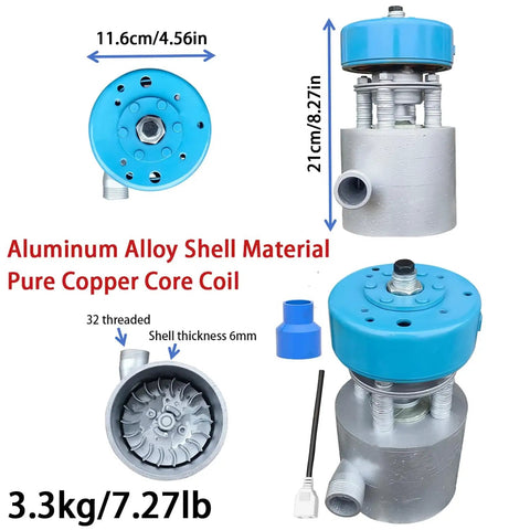 1KW Micro Hydroelectric Generator 220V Outdoor Water Turbine Portable Hydro Turbine for Lighting and Charging, dimensions labeled