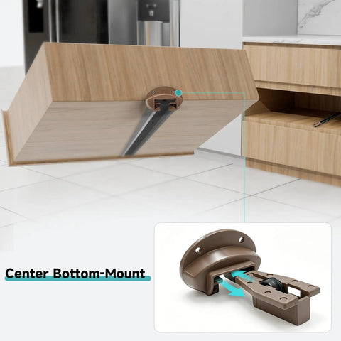 Drawer Guide Kit For Kenlin Rite-Trak II Replacement 168 installed on wooden drawer with close-up inset detail, set of 4.