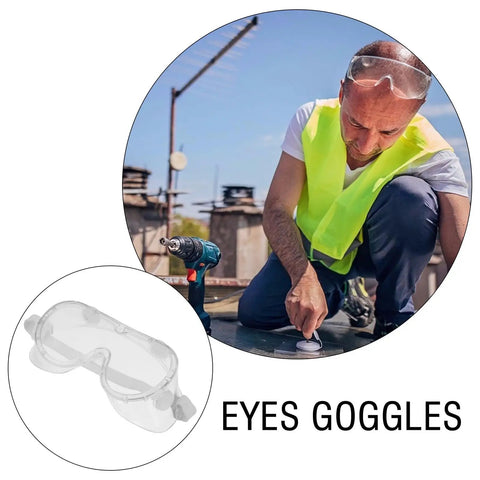 Badass Protective Safety Goggles With Anti Fog Clarity And Scratch Resistant Lenses worn by a worker outdoors with tools.